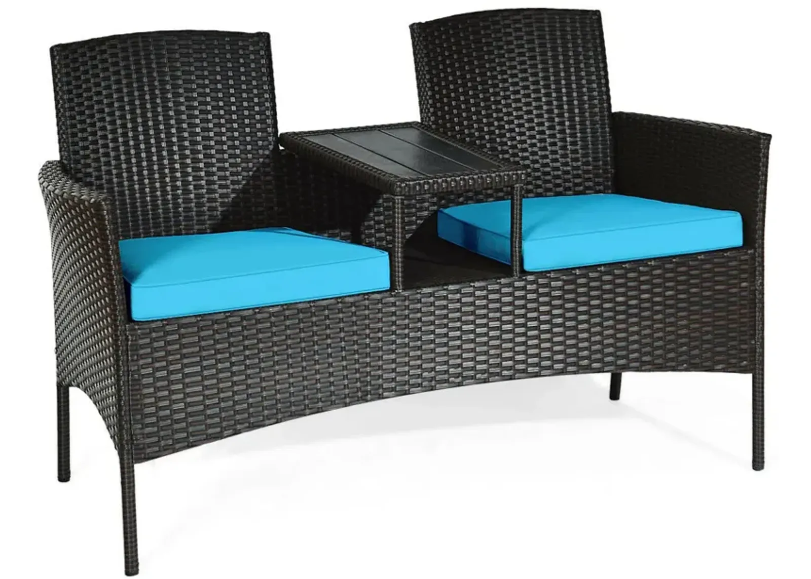 Modern Patio Conversation Set with Built-in Coffee Table and Cushions