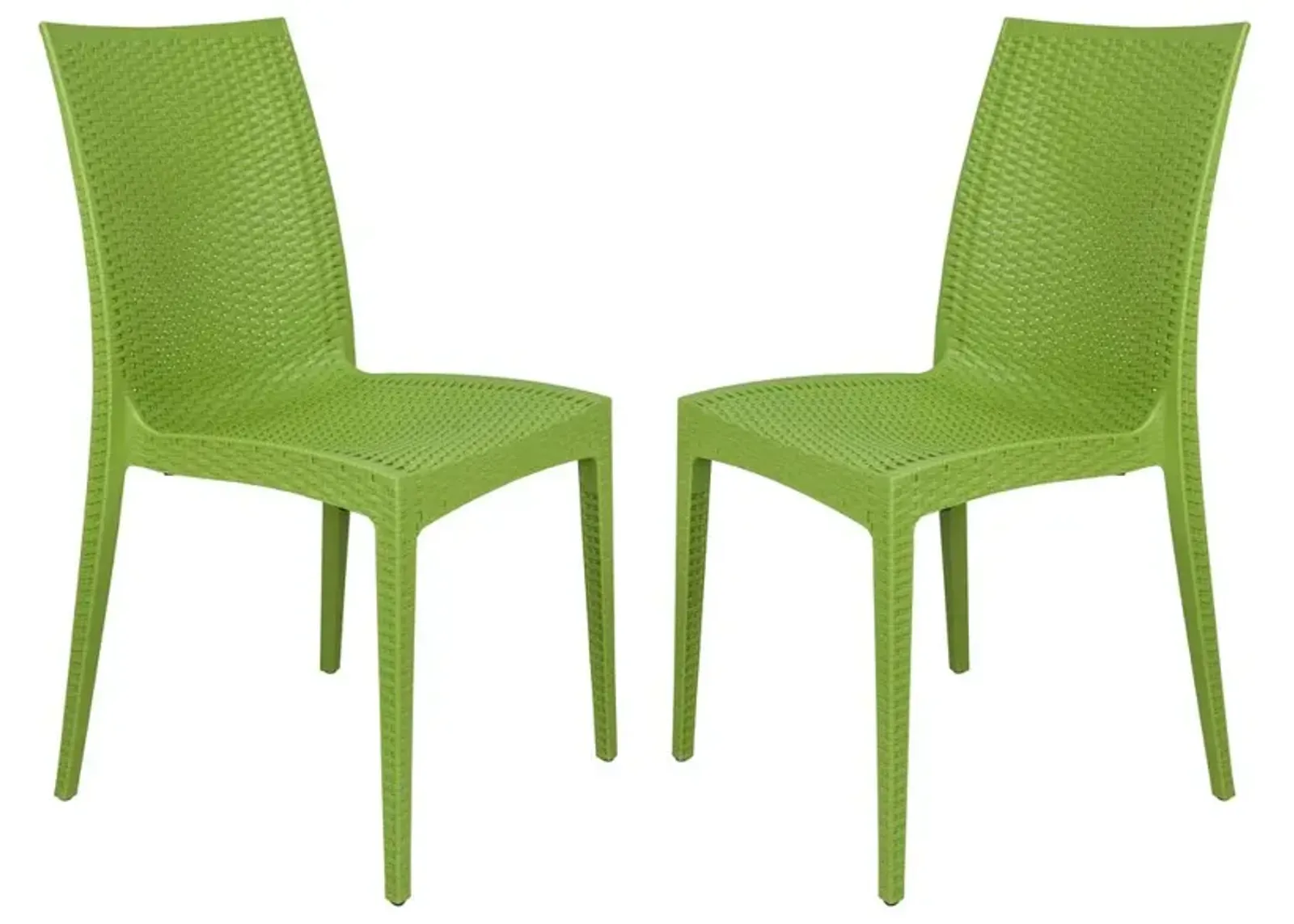 LeisureMod Weave Mace Indoor/Outdoor Dining Chair (Armless), Set of 2