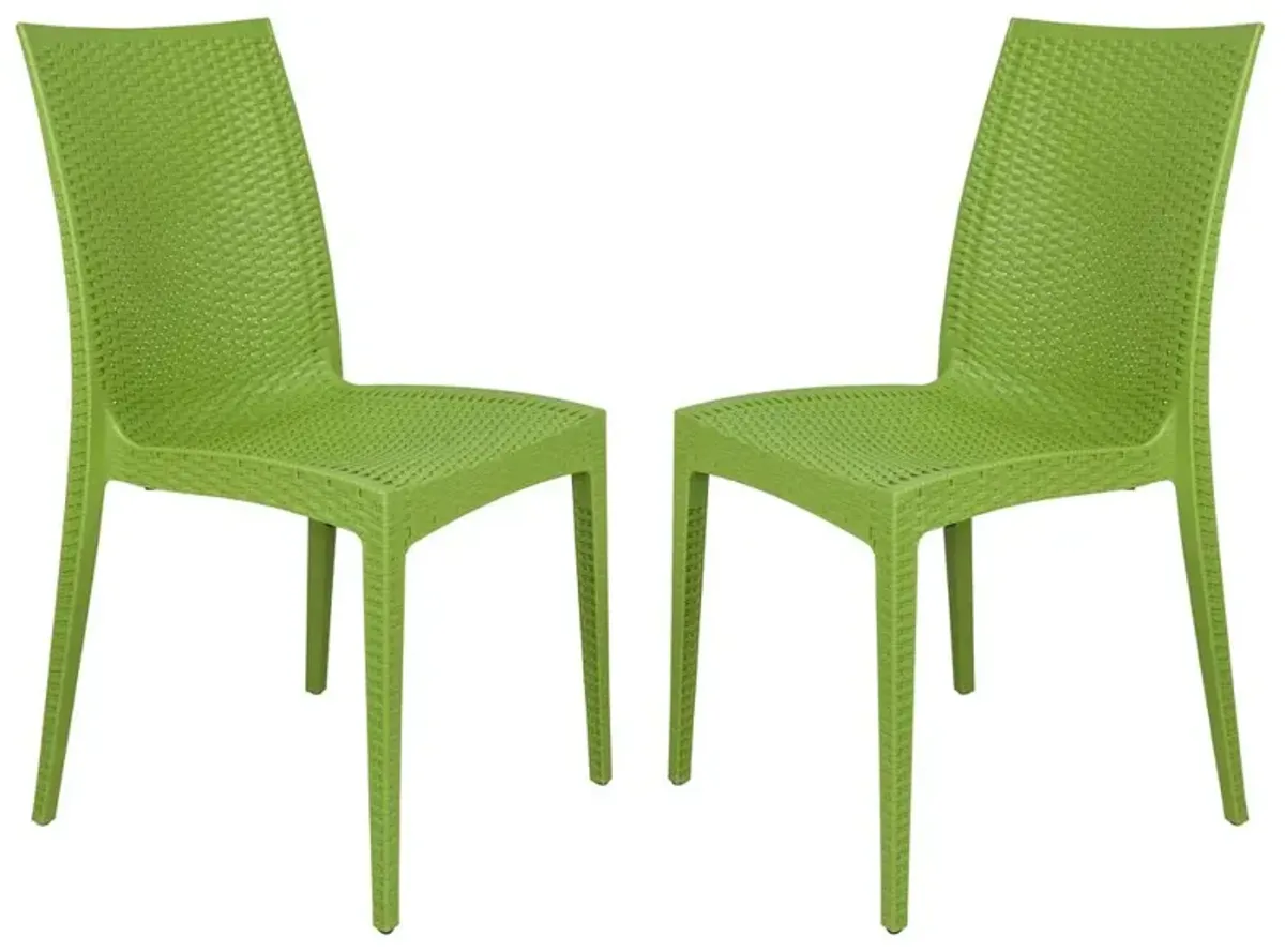 LeisureMod Weave Mace Indoor/Outdoor Dining Chair (Armless), Set of 2