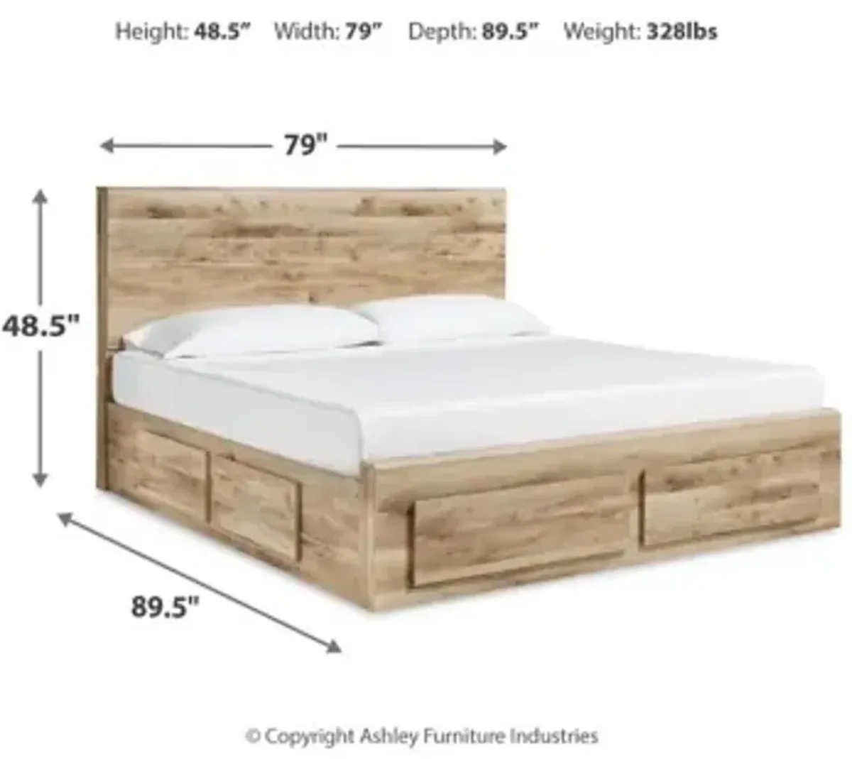 Hyanna King Panel Storage Bed with 2 Under Bed Storage Drawer