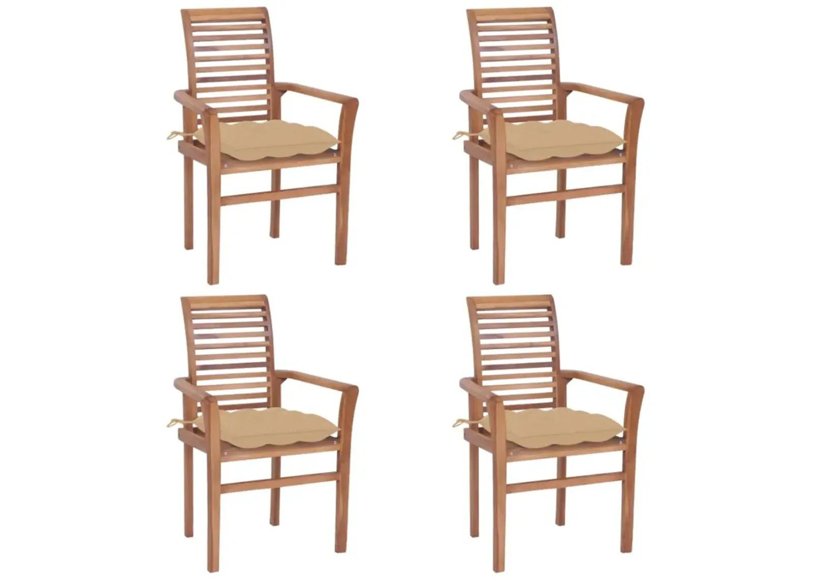 vidaXL Dining Chairs 4 pcs with Beige Cushions Solid Teak Wood