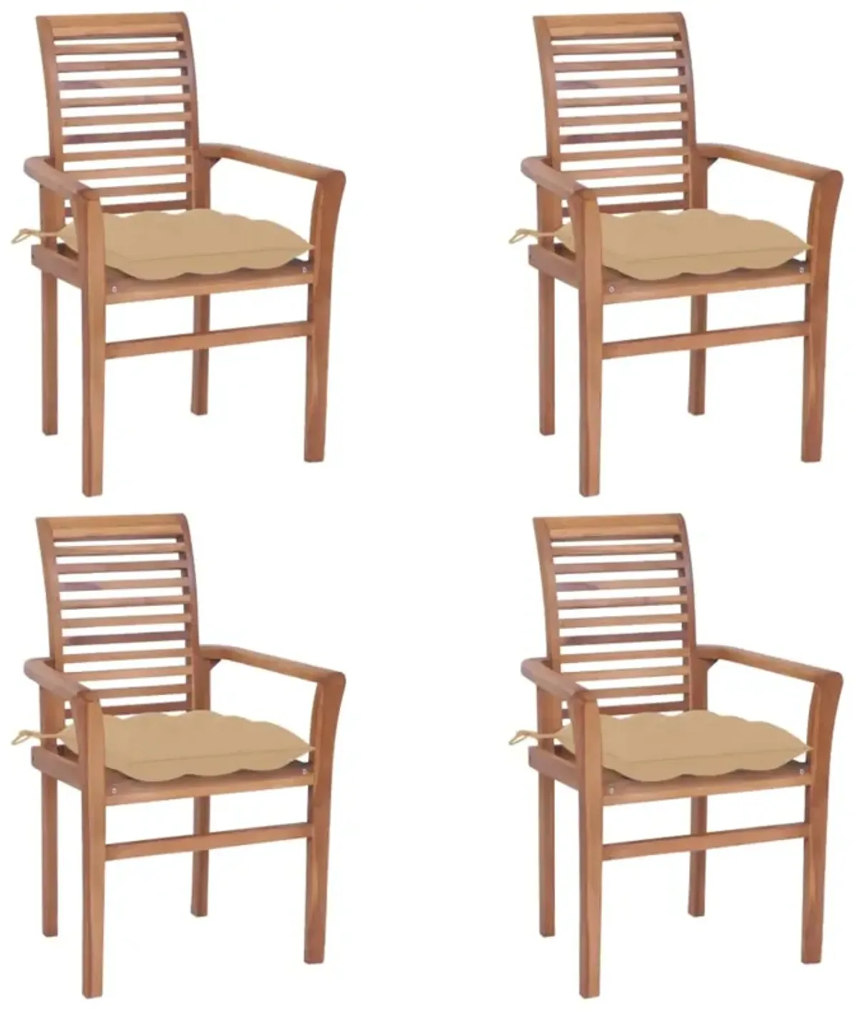 vidaXL Dining Chairs 4 pcs with Beige Cushions Solid Teak Wood