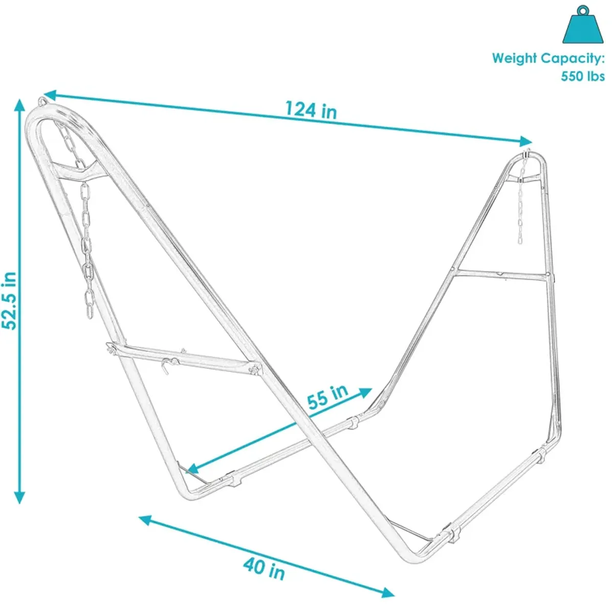 Sunnydaze Powder-Coated Steel Universal Hammock Stand - 124 in