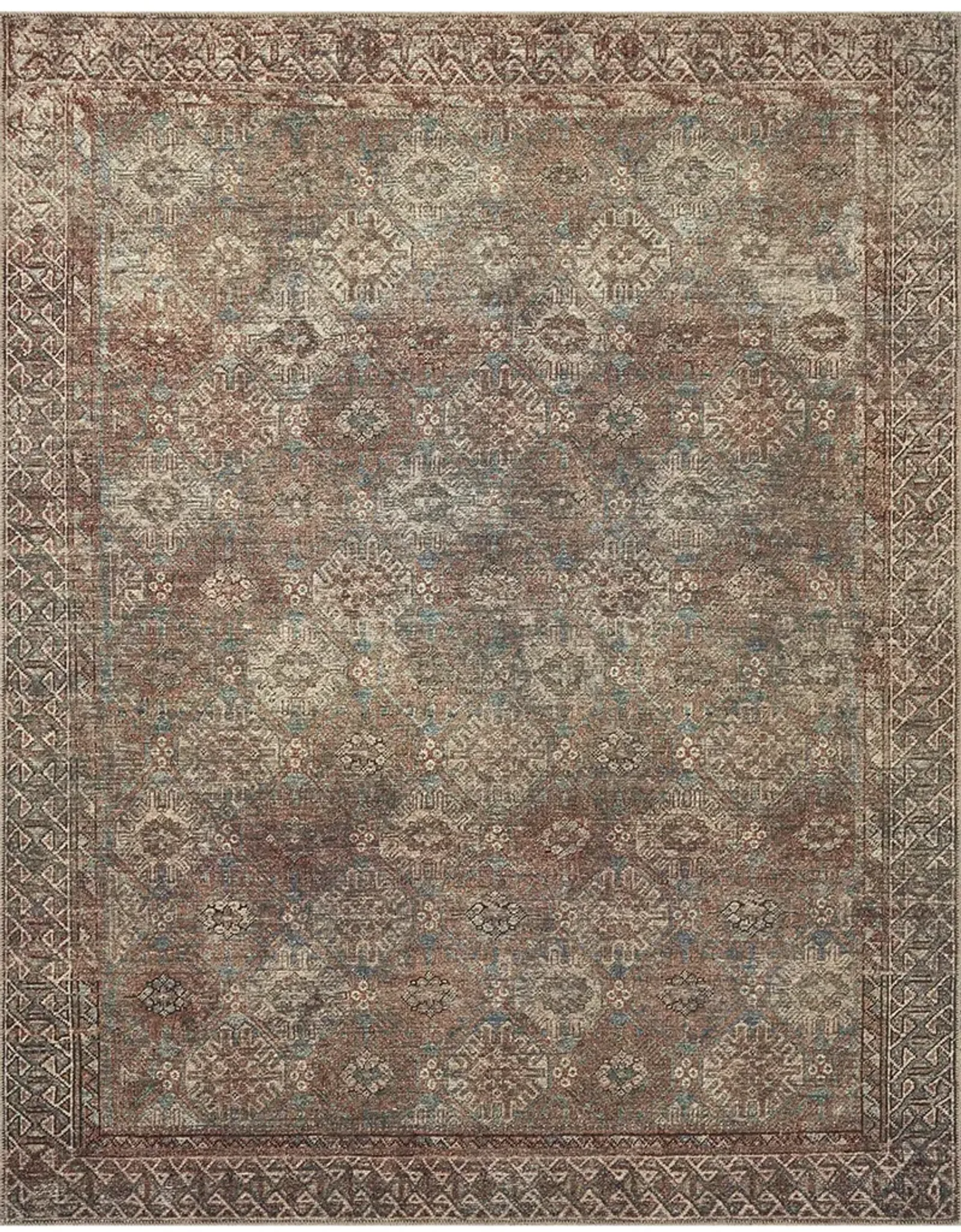 Billie BIL04 Aqua/Rust 3'6" x 5'6" Rug