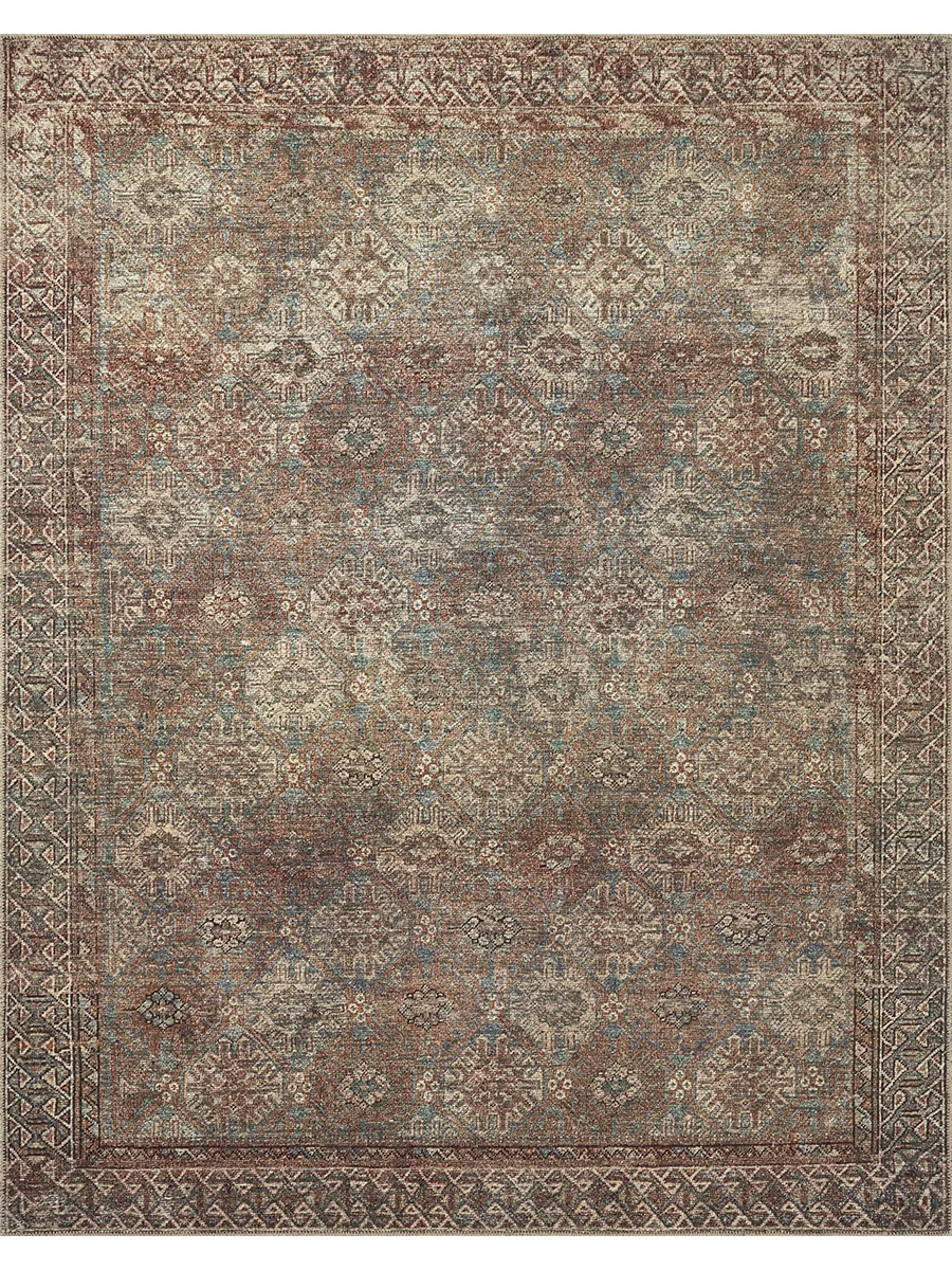 Billie BIL04 Aqua/Rust 3'6" x 5'6" Rug