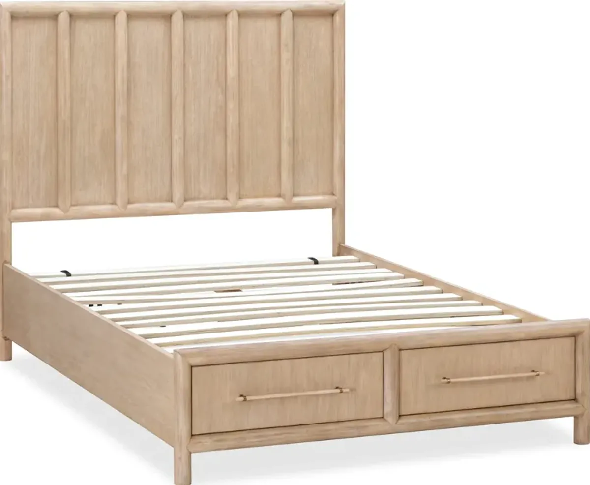 Dorsey Queen-size Two Drawer Storage Bed in Granola