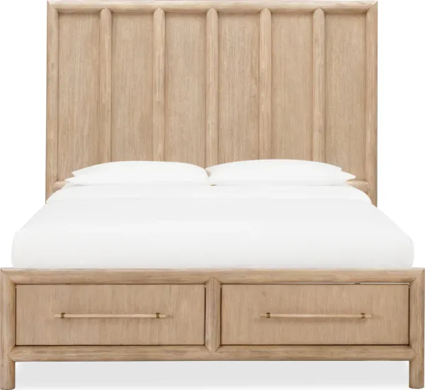 Dorsey Queen-size Two Drawer Storage Bed in Granola