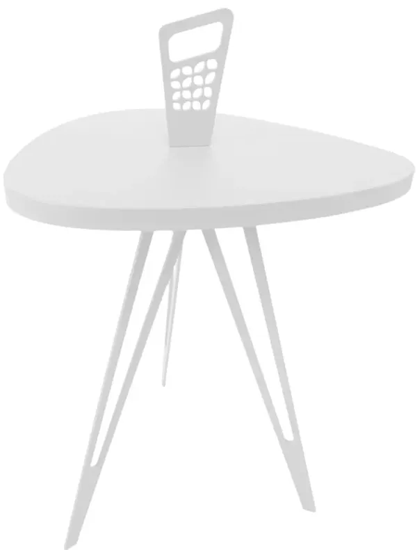 Nelson Mod Shaped Metal Side Table (taller triangular)-white
