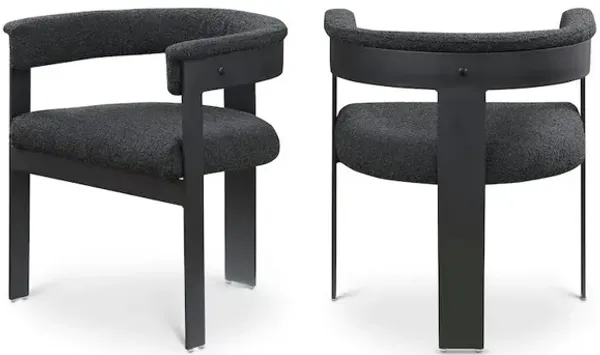 Meridian Furniture Romeo Black Boucle Fabric Dining Chair, Set of 2