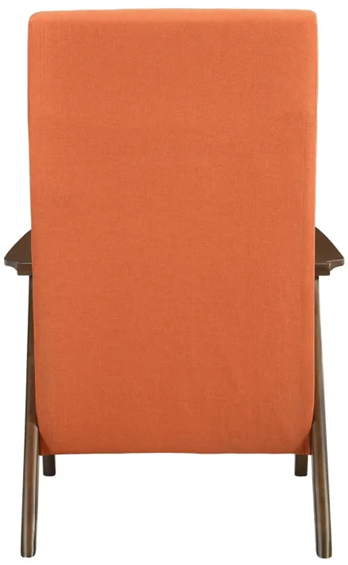 Mary 32 Inch Accent Chair Armchair, Orange Polyester Linen, Solid Wood - Benzara