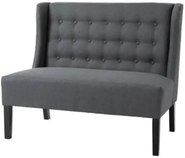 Modern Style Linen Loveseat – 2-Seater Sofa with Wooden Legs For Living Room