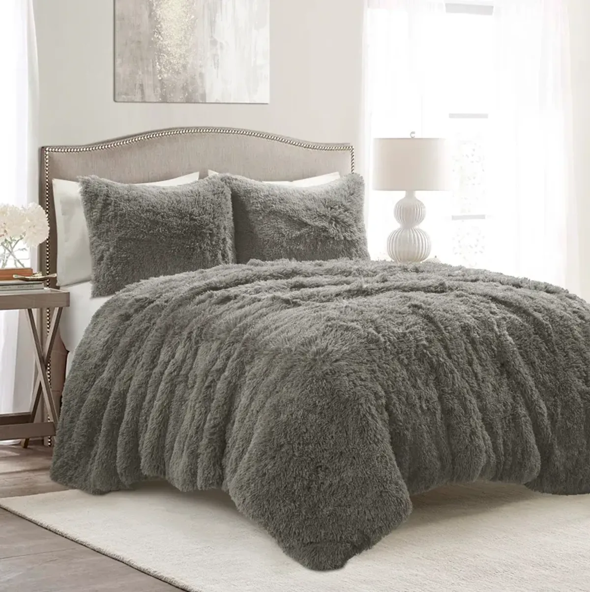 Emma Faux Fur Oversized Comforter 2-Pc Set