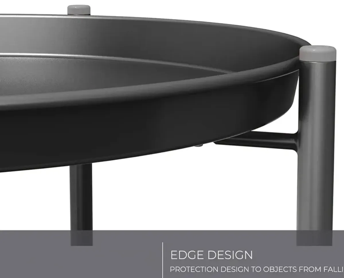 Mondawe Outdoor 2-Tier All-Iron Side Table w/ Powder-Coated Steel Trays, Rust-Resistant Frame