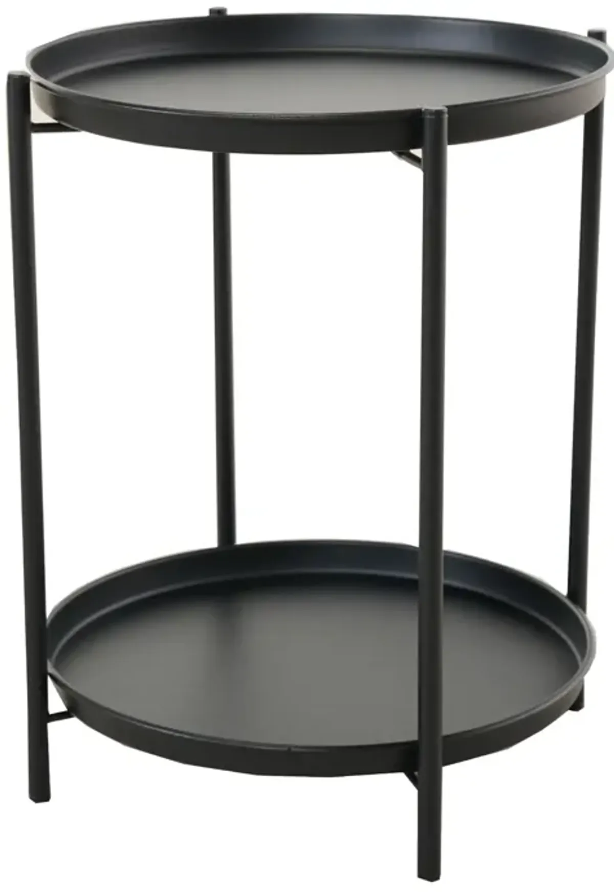Mondawe Outdoor 2-Tier All-Iron Side Table w/ Powder-Coated Steel Trays, Rust-Resistant Frame