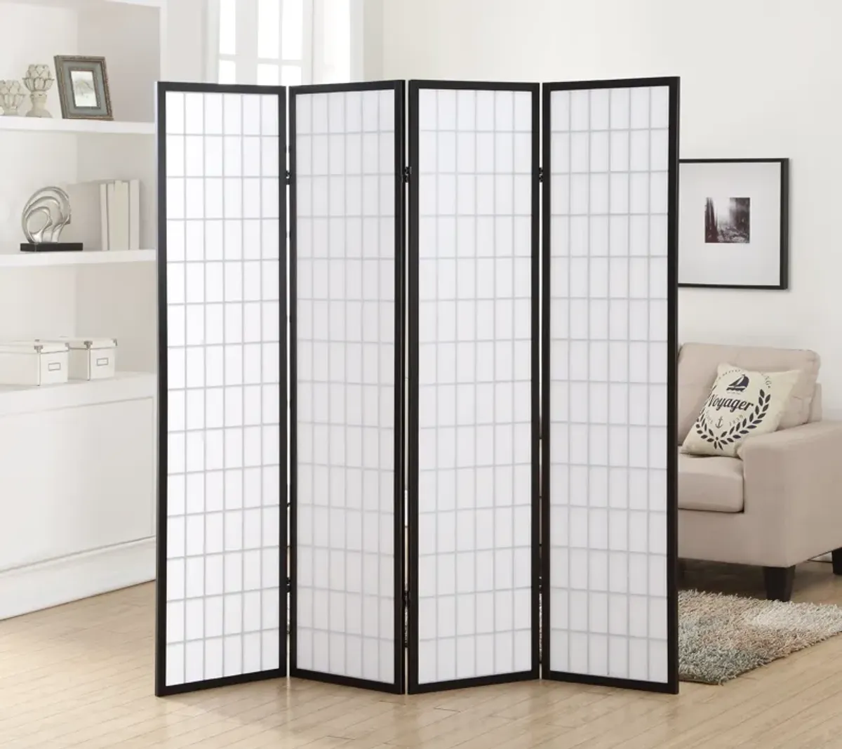 Streamdale 4 Panel Oriental Shoji Screen / Room Divider, Black