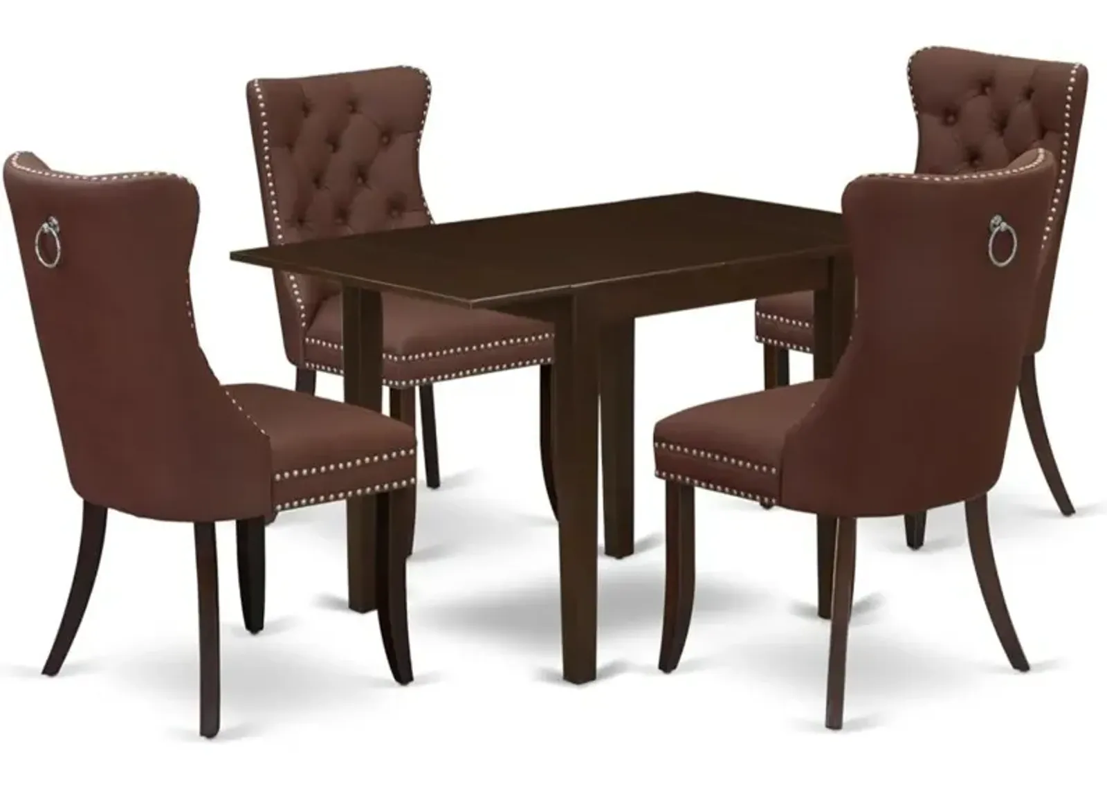 5 Piece Dining Table Set Consists of a Rectangle Kitchen Table with Dropleaf