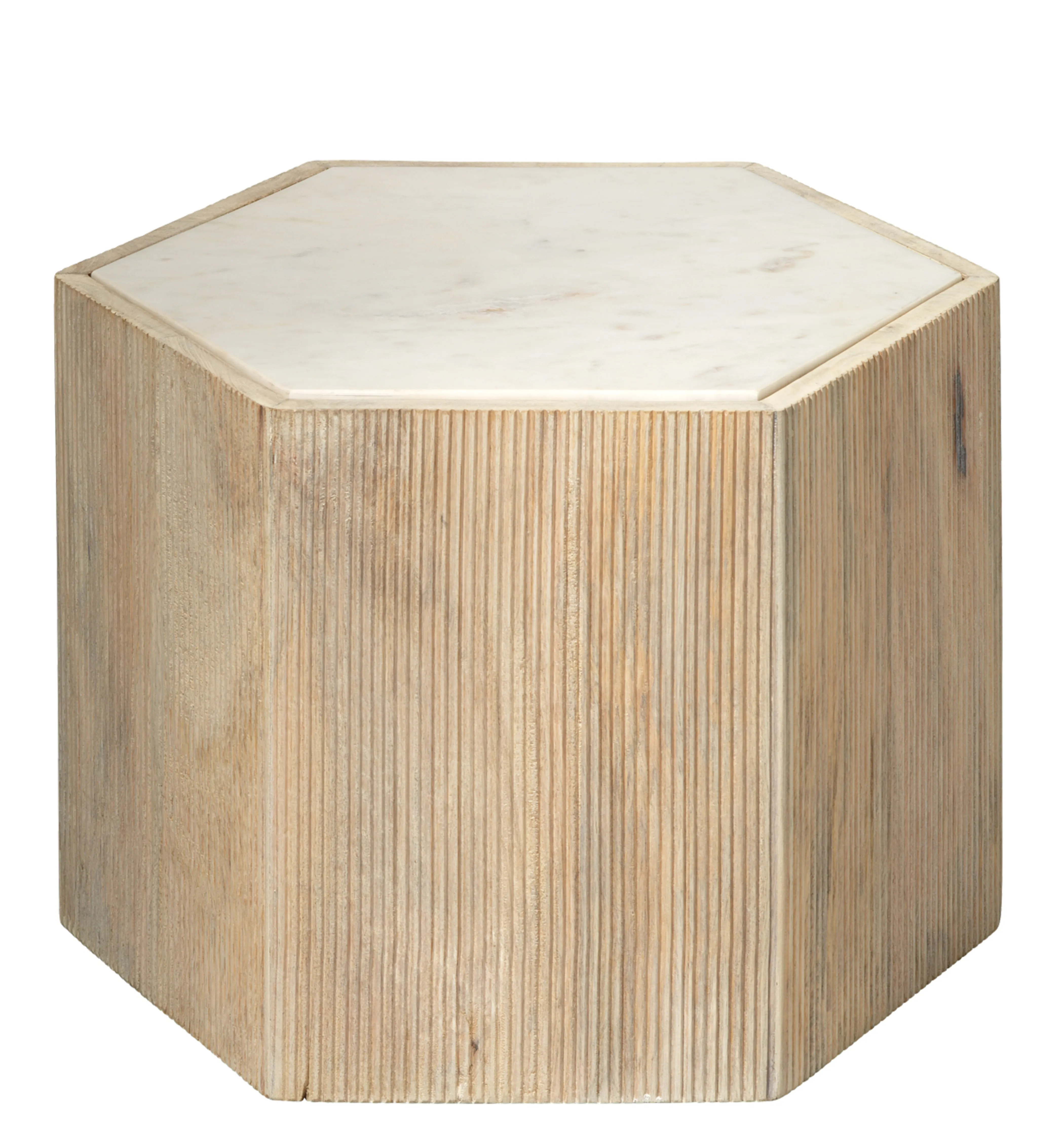 Argan Wood Hexagon Table, Medium