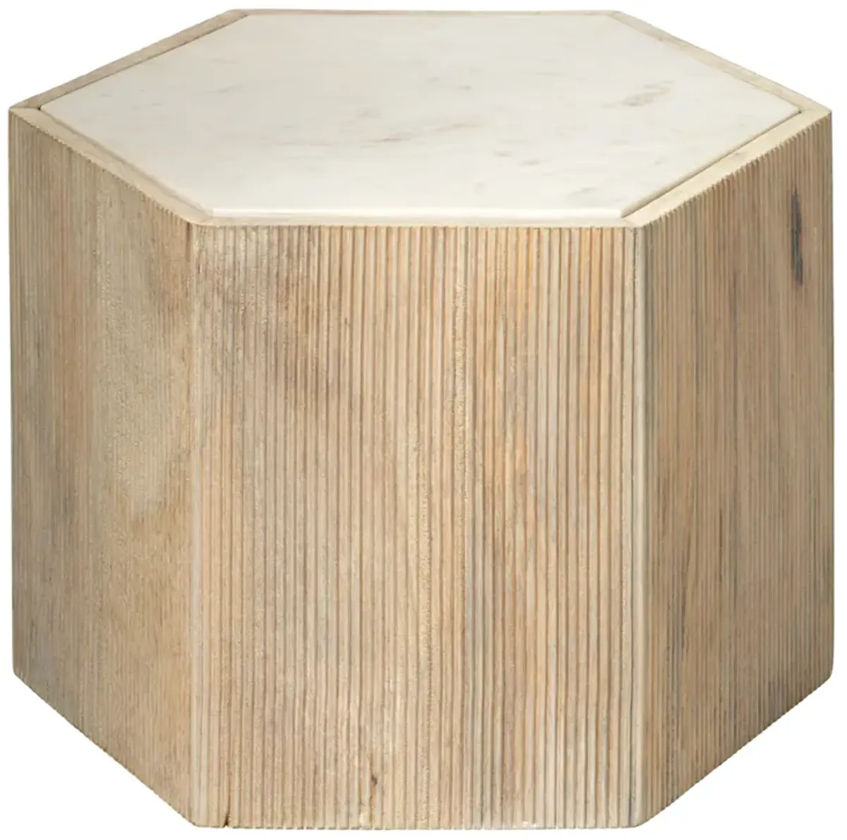 Argan Wood Hexagon Table, Medium