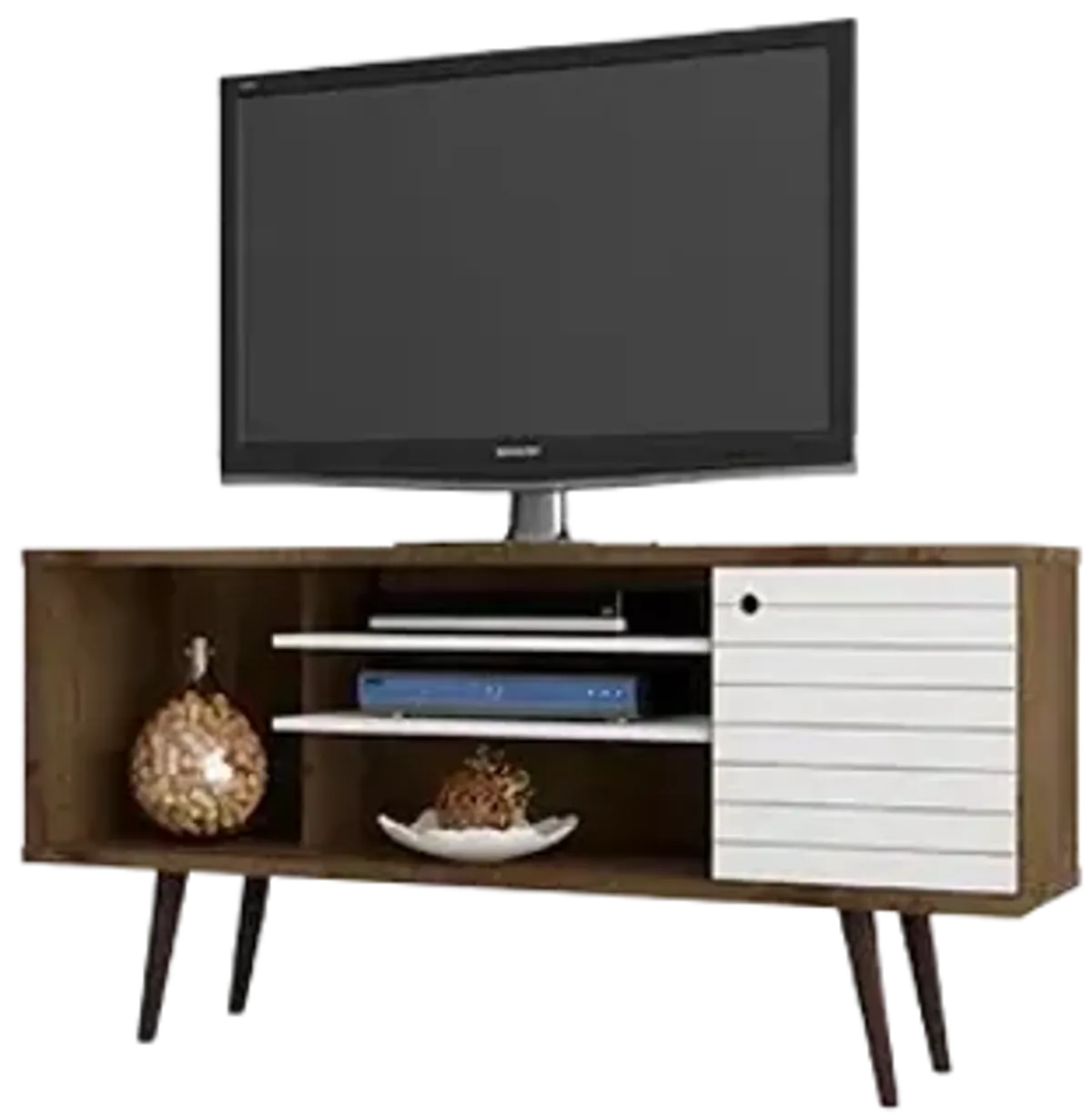 Liberty Medium TV Stand in Brown and White