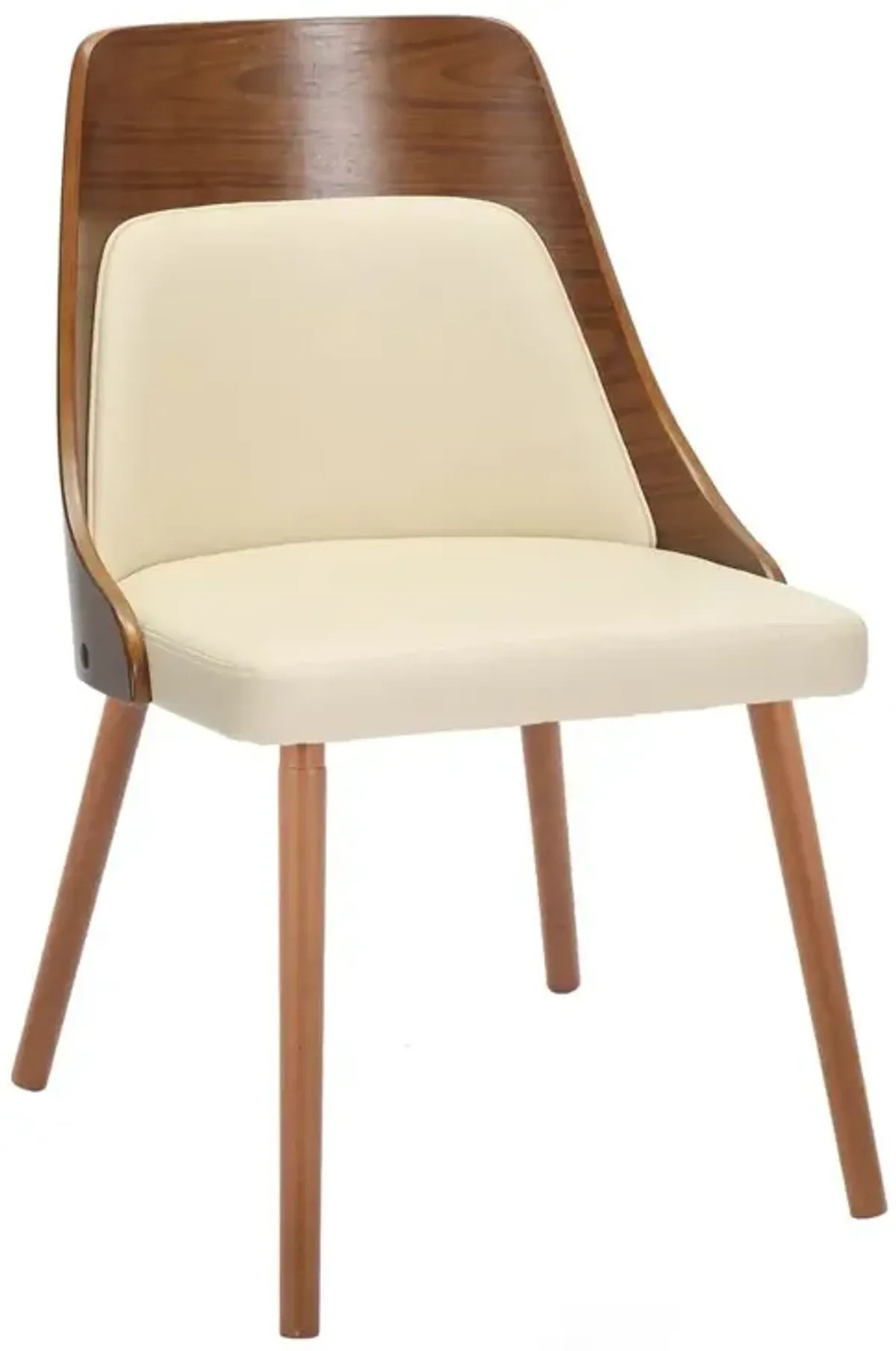 LumiSource Walnut Wood, Cream PU Anabelle Chair (Set of 2)