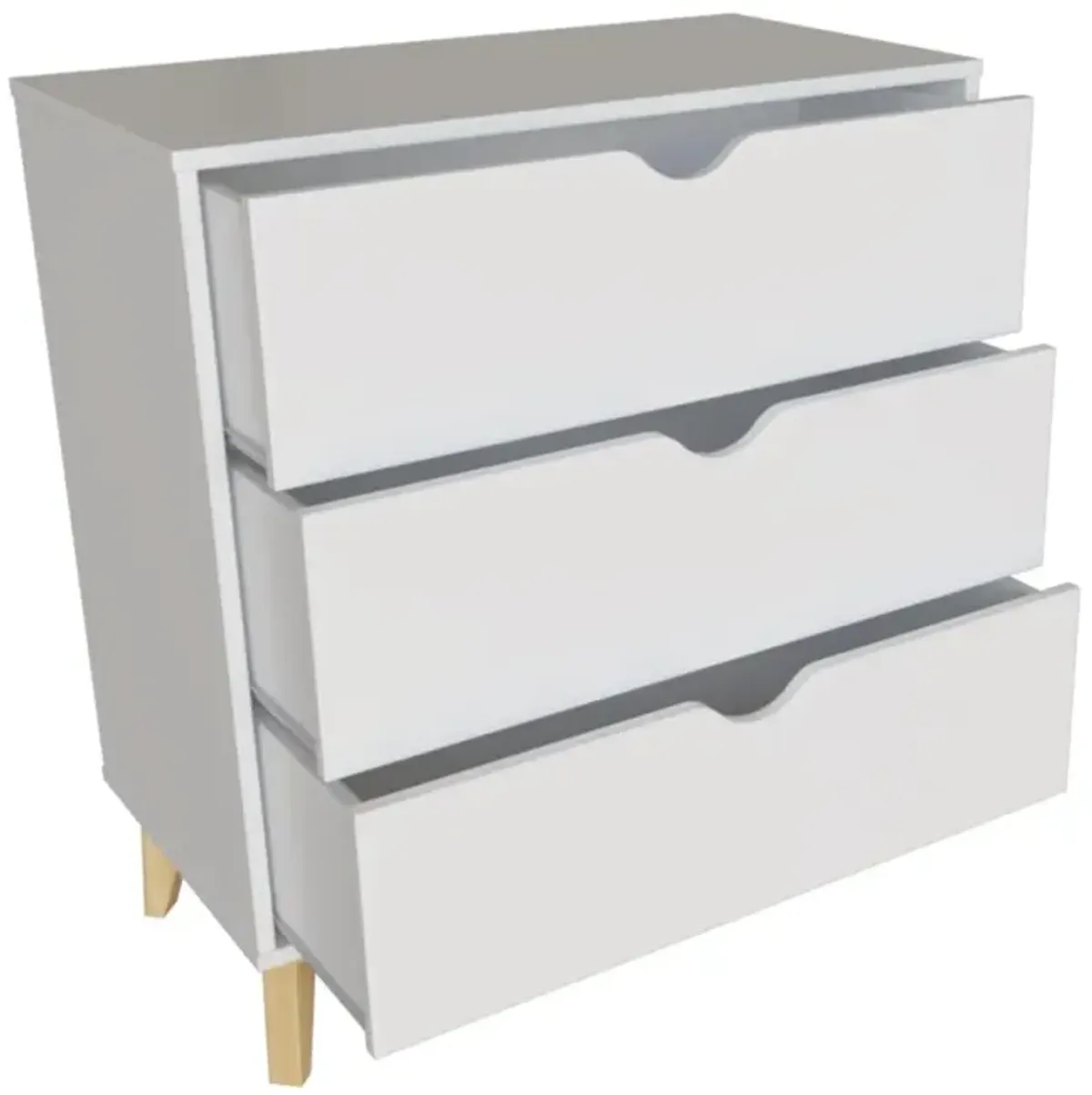 Falkk Furniture Modern Dresser for Bedroom – 3- Drawer Chest of Drawers – White