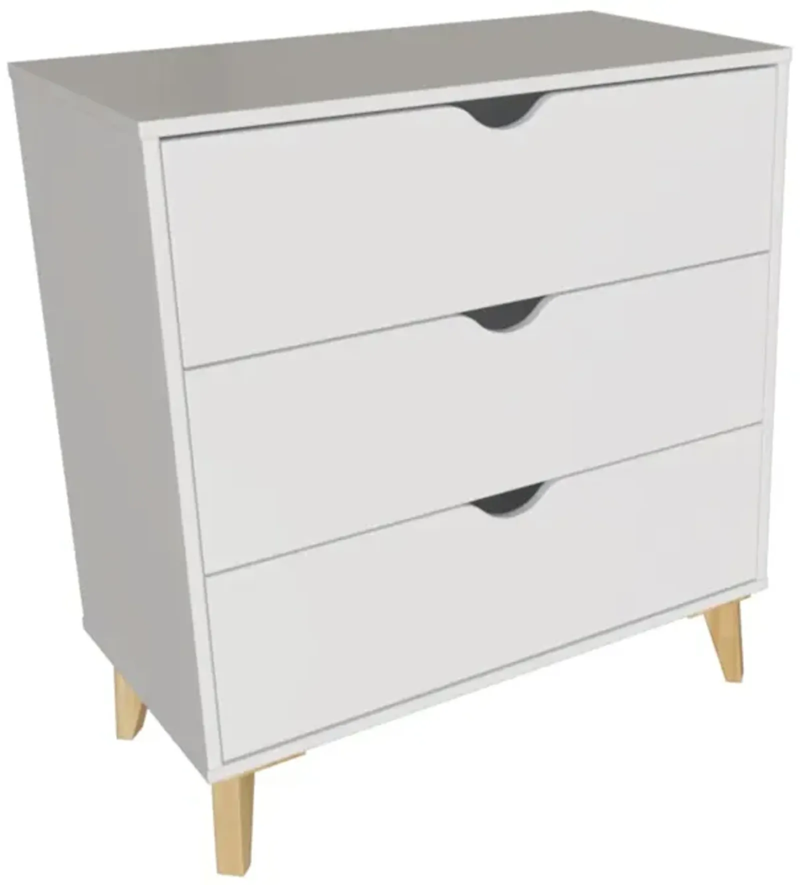 Falkk Furniture Modern Dresser for Bedroom – 3- Drawer Chest of Drawers – White