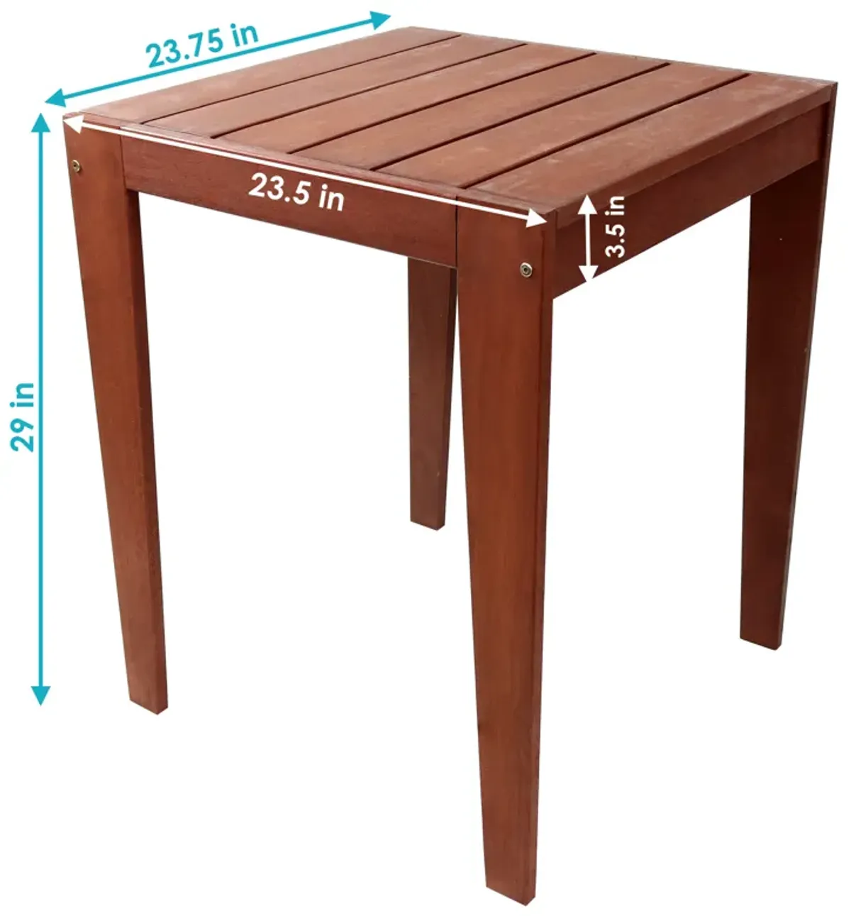 Sunnydaze 23.5 in Meranti Wood with Mahogany Finish Square Patio Side Table