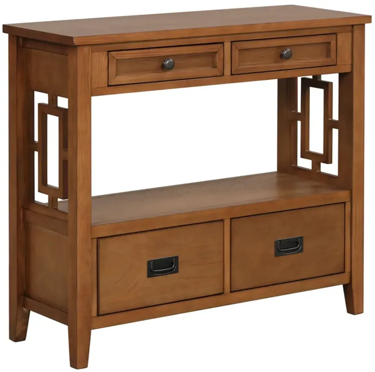 Farmhouse Pine Wood Console Table Entry Sofa Table with 4 Drawers & 1 Storage Shelf for Entryway Living Room Bedroom Hallway Kitchen