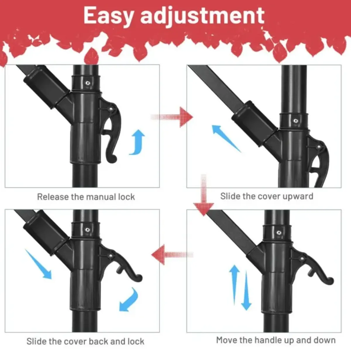 Hivvago 10 Feet Offset Umbrella with 8 Ribs Cantilever and Cross Base