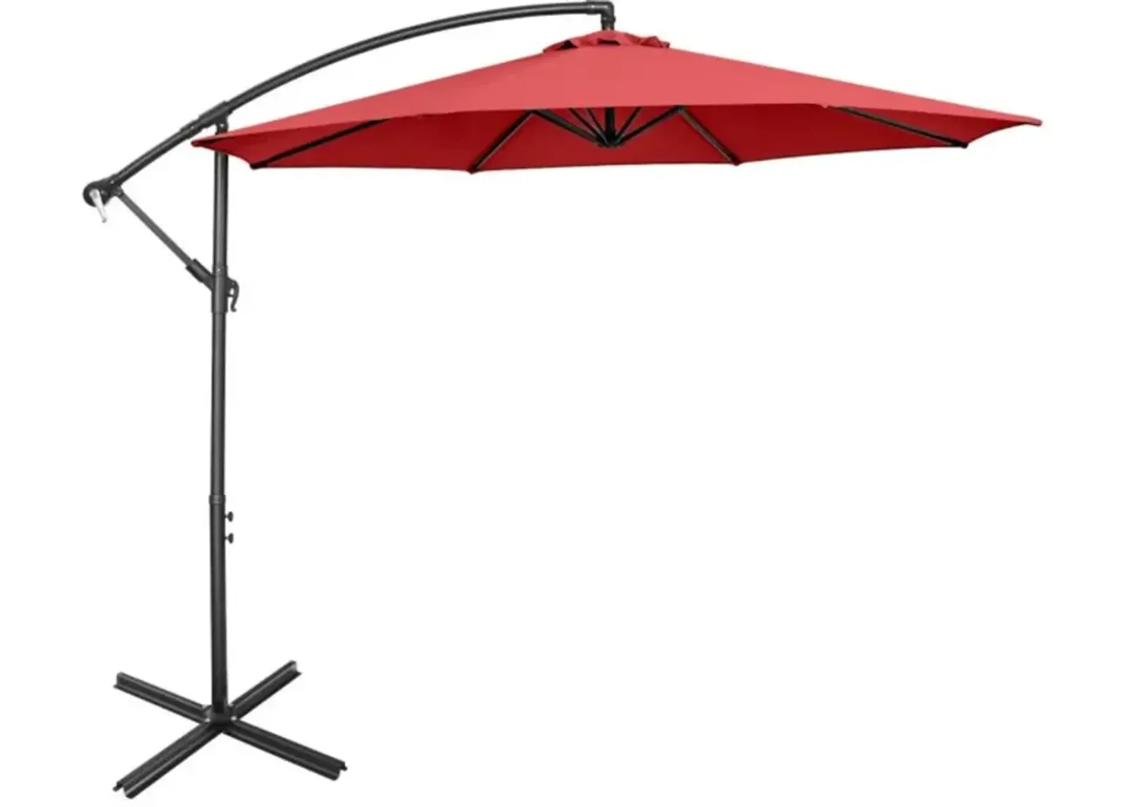 Hivvago 10 Feet Offset Umbrella with 8 Ribs Cantilever and Cross Base