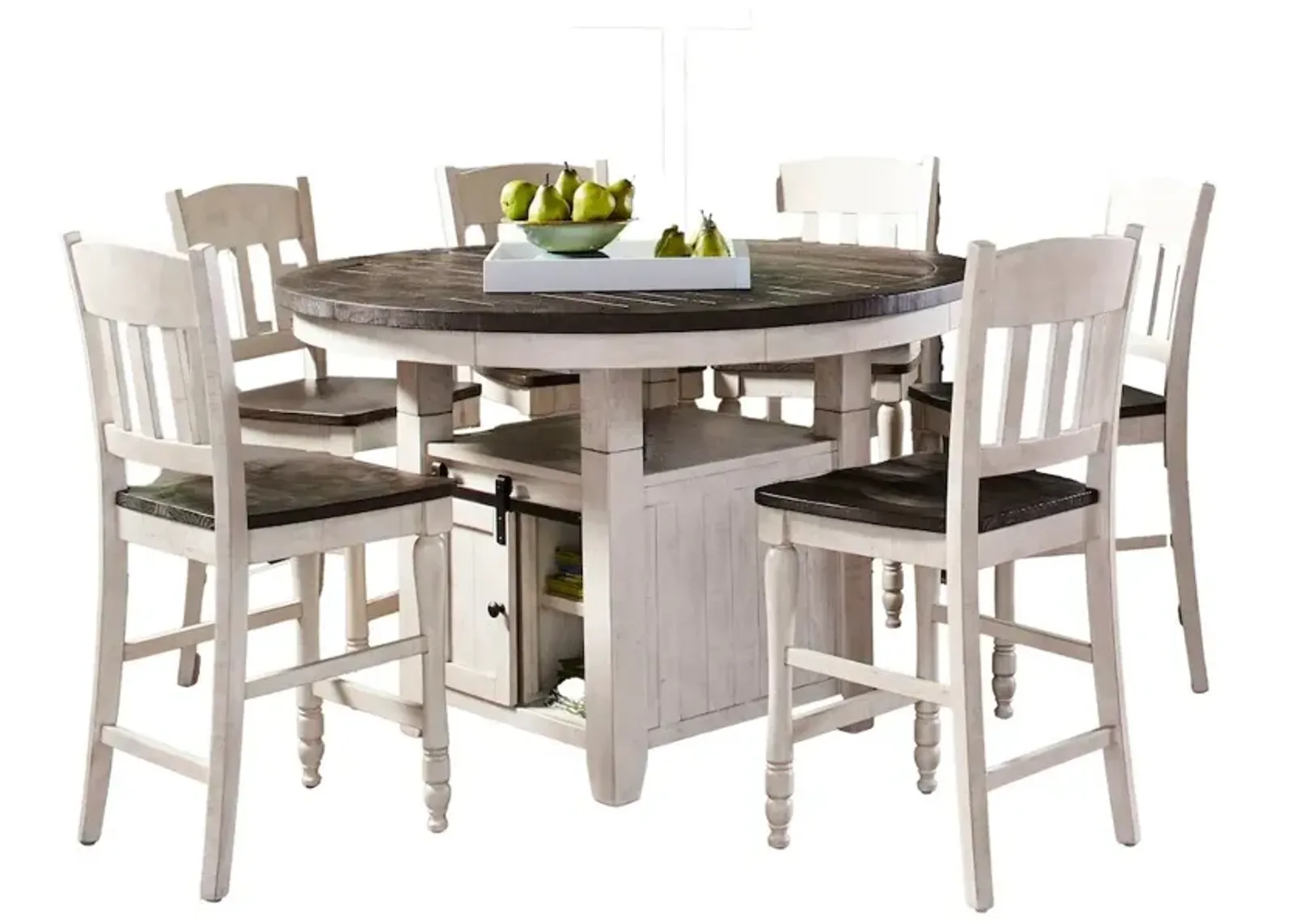 Jofran Seven Piece Reclaimed Solid Wood Counter Height Round Dining Set