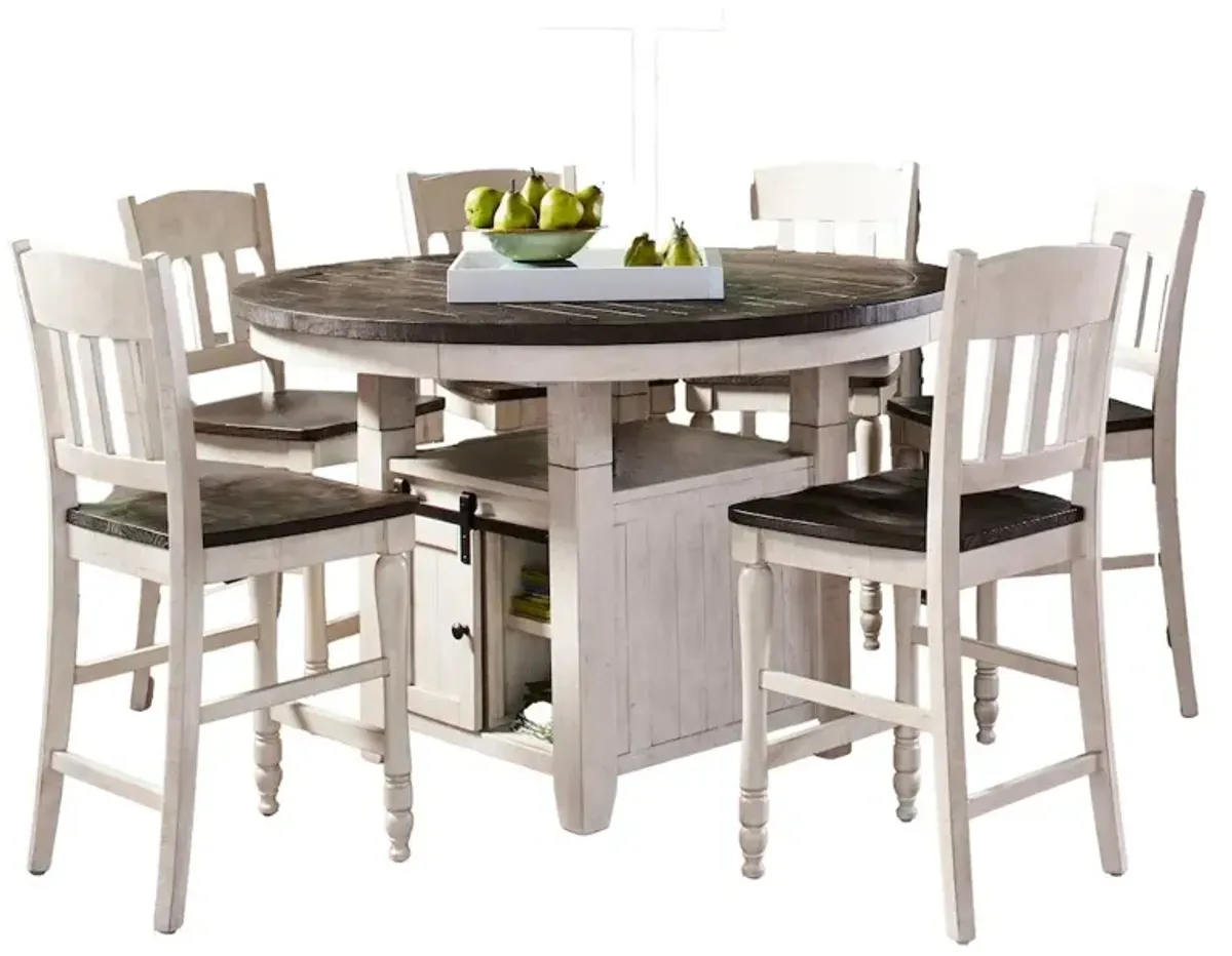 Jofran Seven Piece Reclaimed Solid Wood Counter Height Round Dining Set