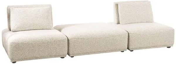 Stavan Modular 2 Seat Sofa, Ottoman Beige Boucle Adjustable Seat Depth - Benzara
