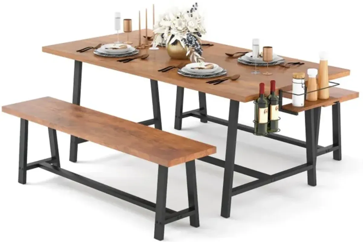 Hivvago Dining Table Set for 5-7 with 2-Bottle Wine Rack and Condiment Holder