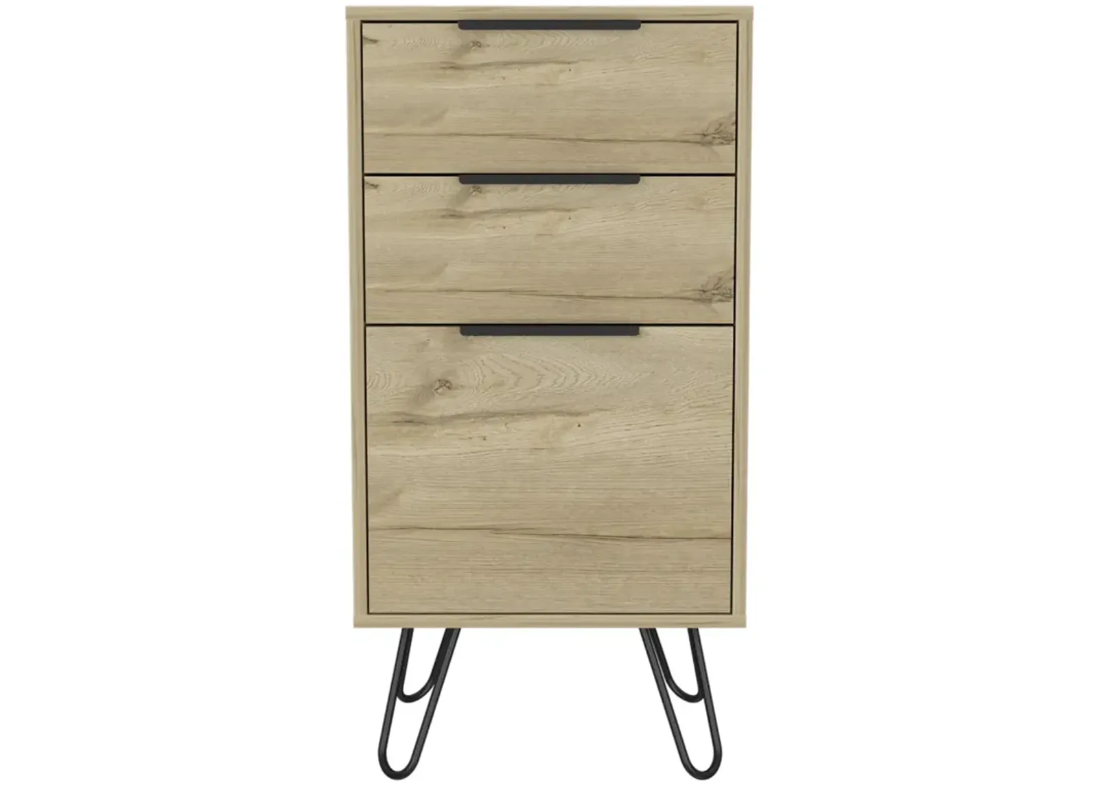 Augusta Light Dresser, Hairpin Legs, Superior Top, Three Drawers - Light Oak