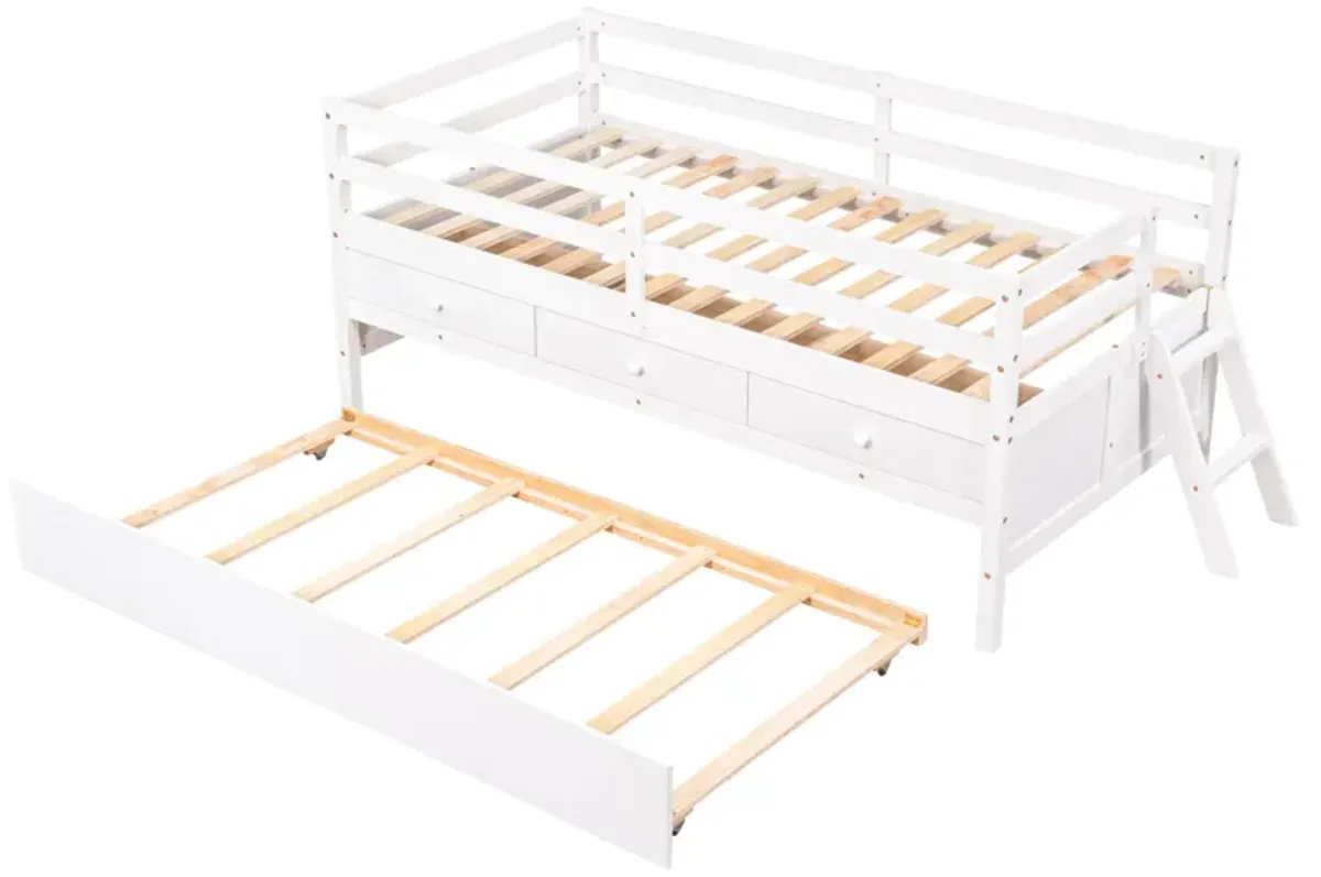 Merax Low Loft Bed with Full Safety Fence