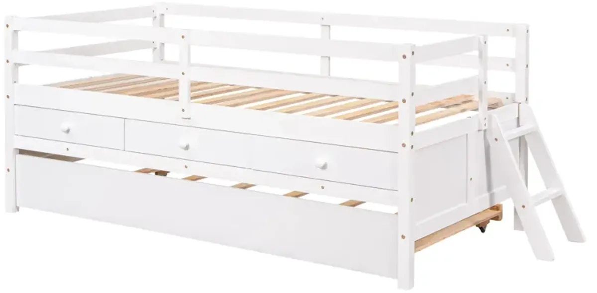 Merax Low Loft Bed with Full Safety Fence