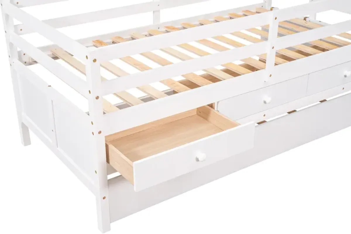 Merax Low Loft Bed with Full Safety Fence