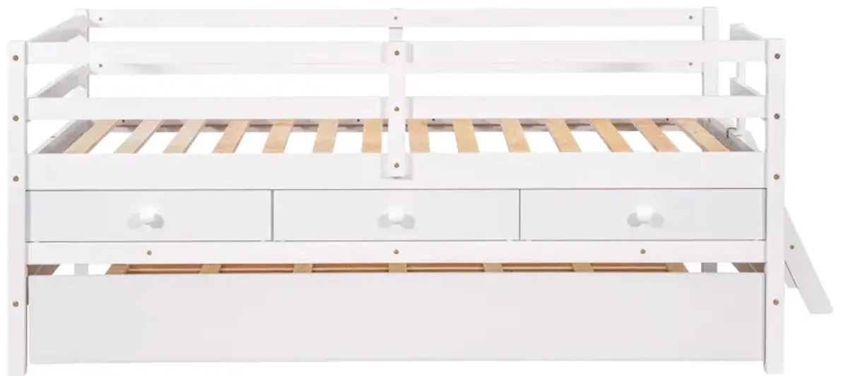 Merax Low Loft Bed with Full Safety Fence