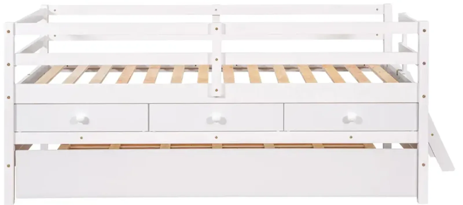 Merax Low Loft Bed with Full Safety Fence