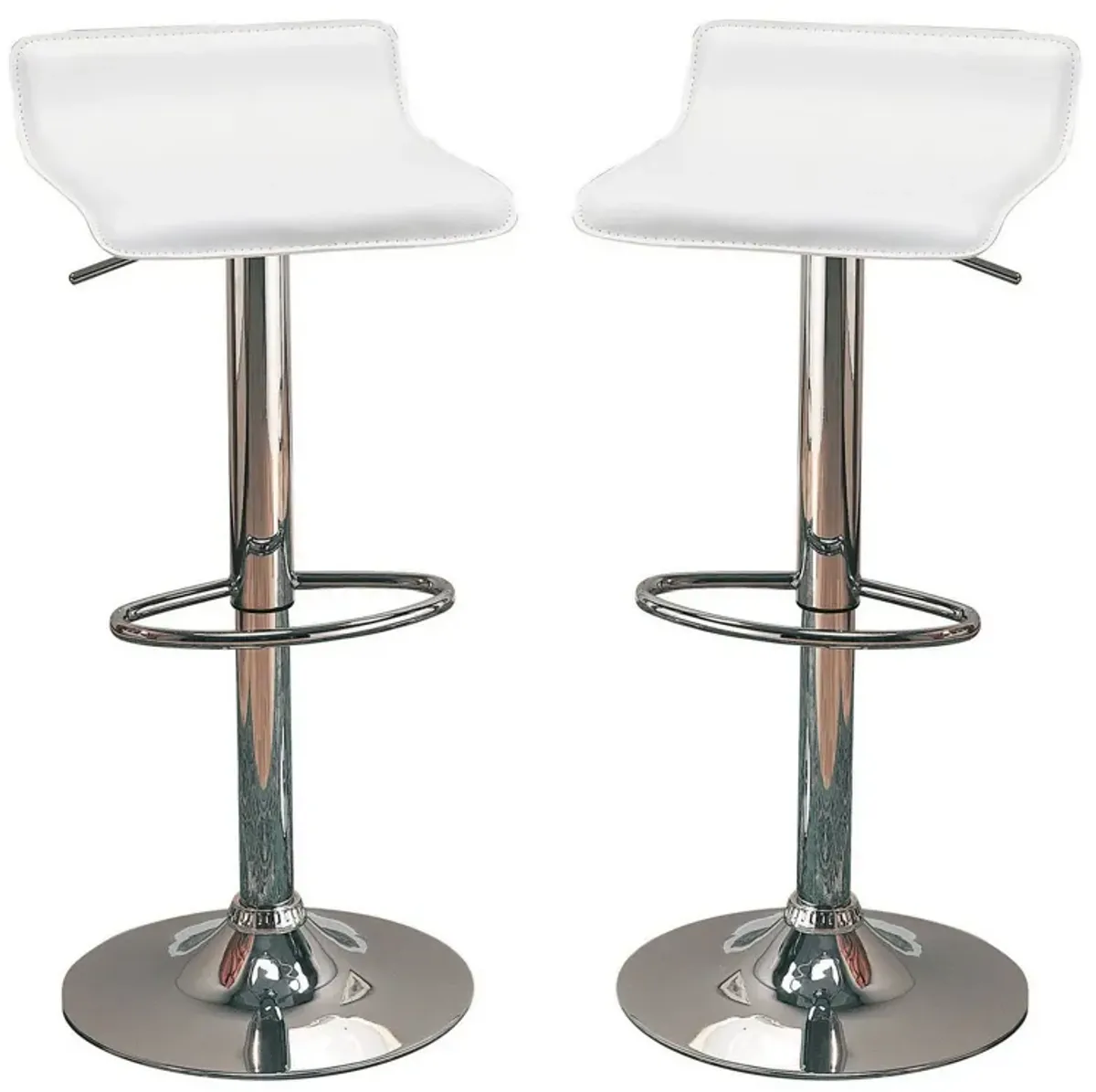 Contemporary Backless Seat Bar Stool, White ,Set of 2