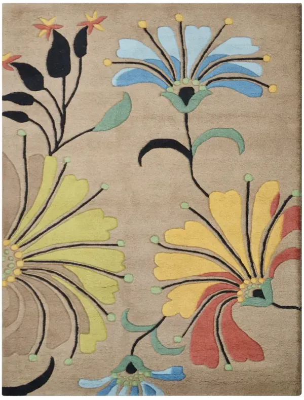 RUGSOTIC CARPETS HAND TUFTED WOOL ECO-FRIENDLY AREA RUGS  - 5'x8', Rectangle Shape, Camel, Floral Modern Design, High Pile Thick Handmade Anti Skid Area Rugs for Living Room, Bed Room (K00219)