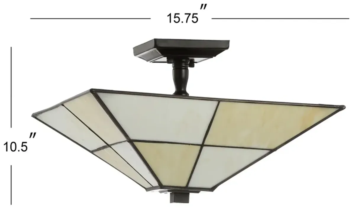 Juliana Tiffany-Style Glass/Metal LED Semi-Flush Mount