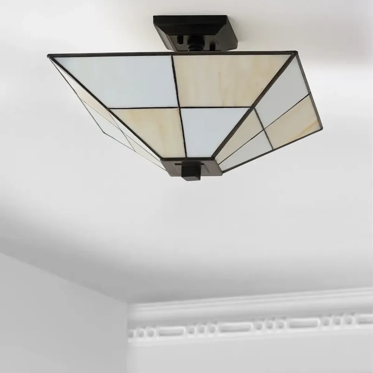 Juliana Tiffany-Style Glass/Metal LED Semi-Flush Mount