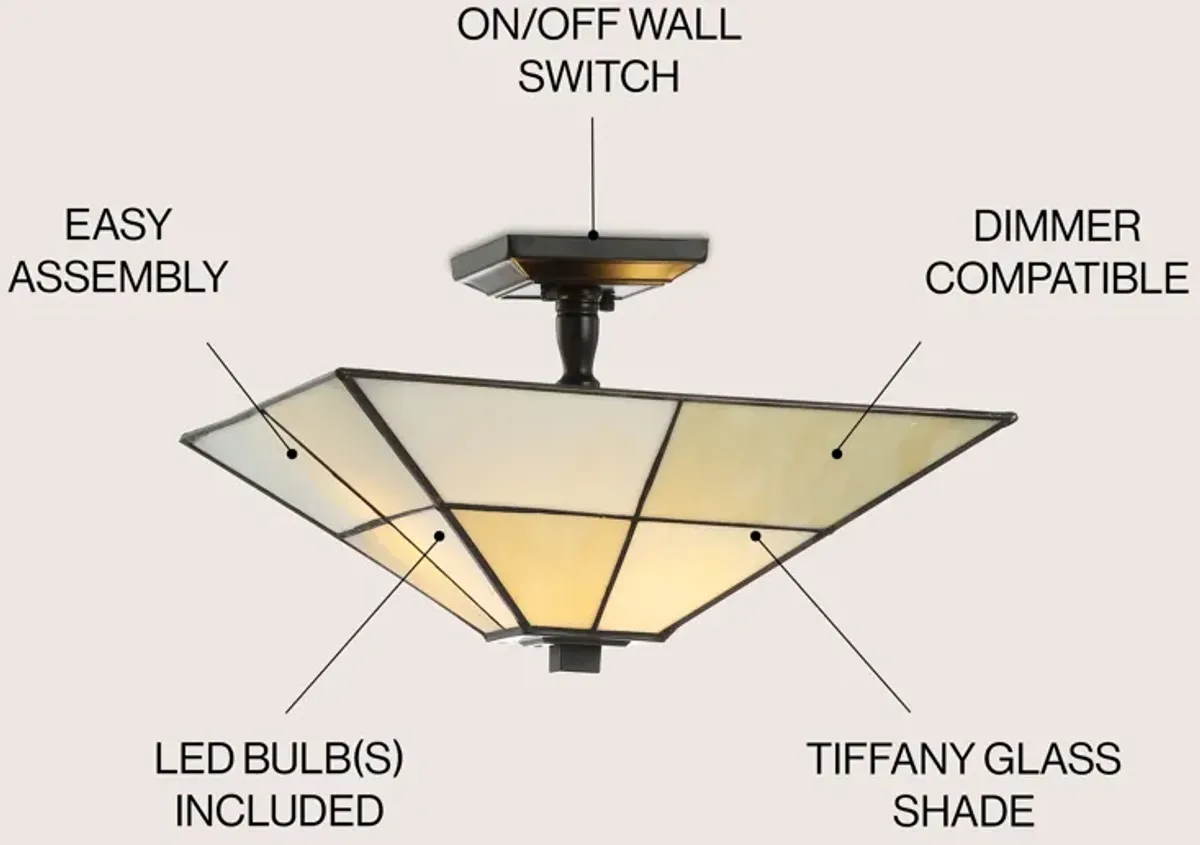 Juliana Tiffany-Style Glass/Metal LED Semi-Flush Mount