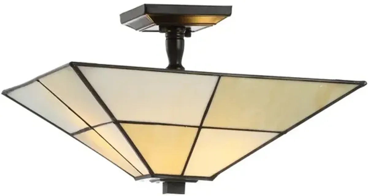 Juliana Tiffany-Style Glass/Metal LED Semi-Flush Mount