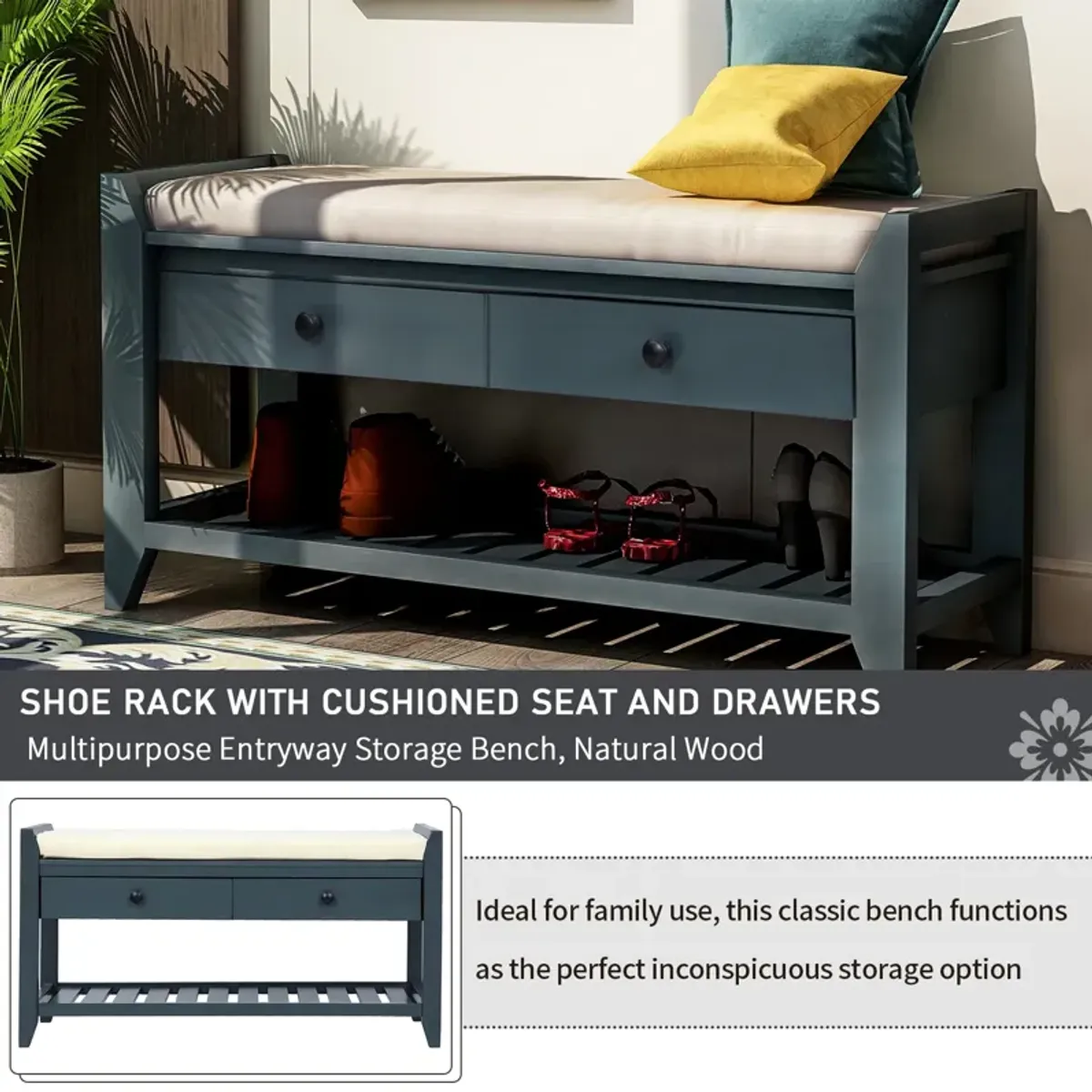 Merax Multipurpose Entryway Storage Bench