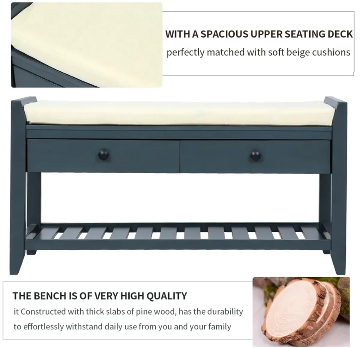 Merax Multipurpose Entryway Storage Bench