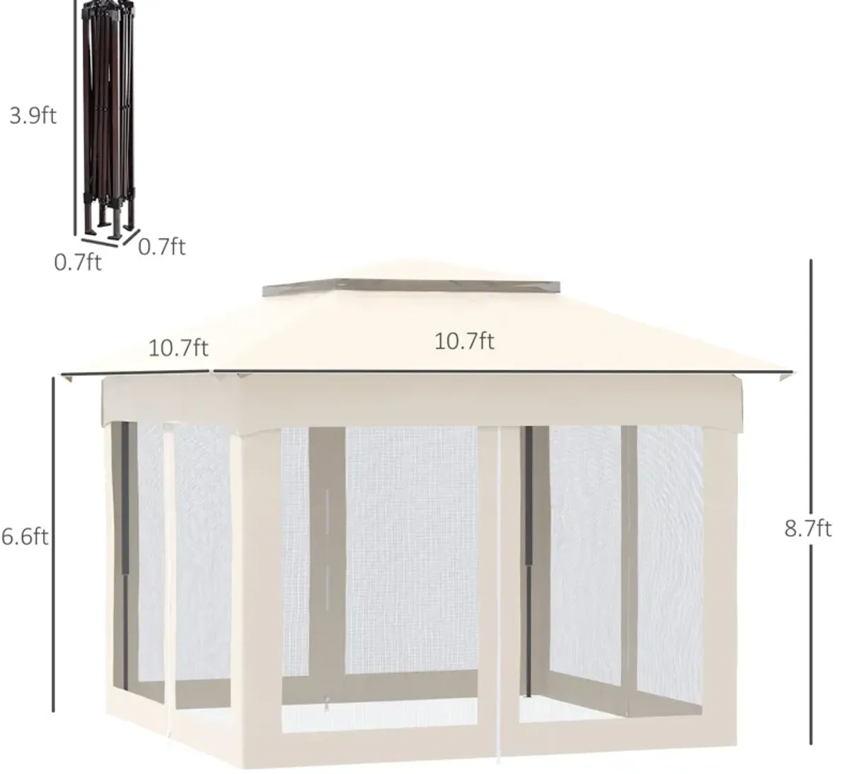 Beige Event Shelter: 11'x11' Pop-Up Gazebo with 2-Tier Top