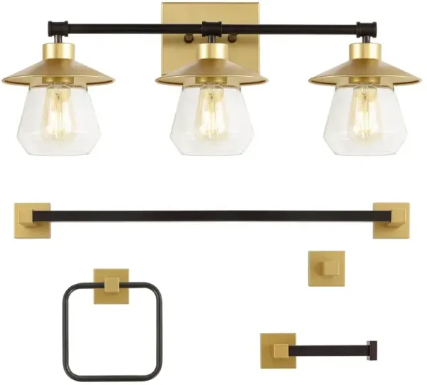 Avalon 26" 3-Light Farmhouse Cottage Vanity Light with Bathroom Hardware Accessory 5-Piece Set